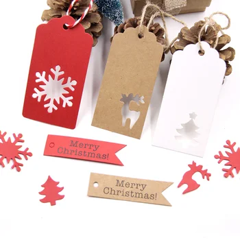 50ШТ Коледна Серия от Хартиени Етикети Весела Коледа САМ Занаяти Подвесная Етикет за Опаковане на Подаръци Доставка на Етикети За Коледни Подаръци Аксесоари