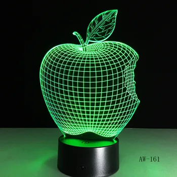 Apple 16 Цвята 3D Настолна Лампа Led Акрилни Сензорен Прекъсвач лека нощ За Деца, Подарък Нощна Холограма Декор на Светлина Коледна Сделка