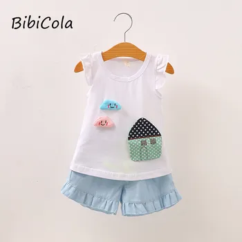 BibiCola/Детски Летен Комплект Дрехи за момичета 2020 г., тениска + Къси панталони, Спортни Костюми за малките момичета, Комплект Дрехи за малките момичета