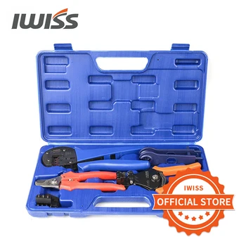 IWISS KIT-2546S Набор от инструменти за слънчеви обжимных клещи с източване, нож, гаечными ключове и щампи за кримпване на 2,5 / 4 / 6мм2