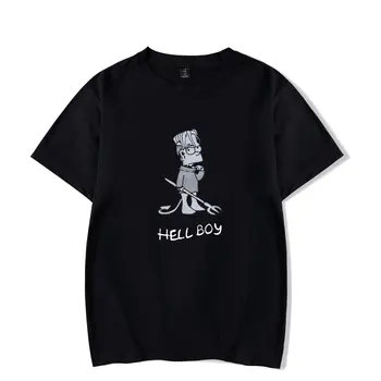 Lil Пийп Хелбой Тениска Harajuku Забавен Kawai Карикатура Дизайн На Тениска За Мъже За Жени Годишната Свободна Тениска Мек Памук Хелбой Тениски, Потници