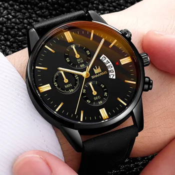 Relogio Masculino часовници мъжки модни Спортни кутия от неръждаема стомана кожена каишка часовник Кварцов бизнес ръчен часовник Reloj Hombre 2019