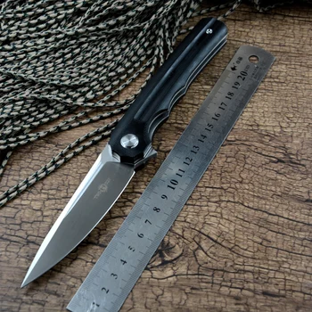 Twosun Нож TS89 D2 с Атласным Острие Джобен Сгъваем Нож G10 Дръжка с Пки за Дневна Лов на открито, на Къмпинг, разходки и EDC