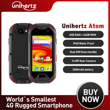 Unihertz Atom Издръжлив Смартфон 4 GB 64 GB Android 9 Восьмиядерный Отключени Мобилен Телефон 2,45-инчов мини Джоб за Мобилен телефон 2000 mah NFC