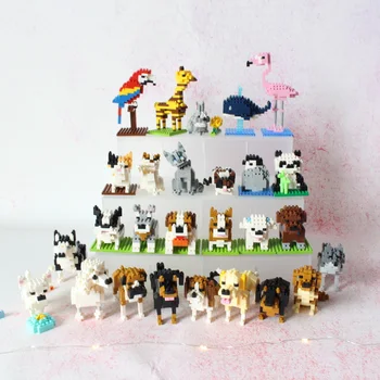 Wisehawk диамантени мини-строителни блокове, играчка за животни, чанта, строителни блокове А1-B26, куче, котка, птица, серия животни за детски подаръци