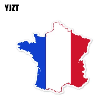 YJZT 11,1 СМ * 10,7 СМ Франция Карта Флаг Стикер на Колата Аксесоари Стикер на Прозореца 6-0809