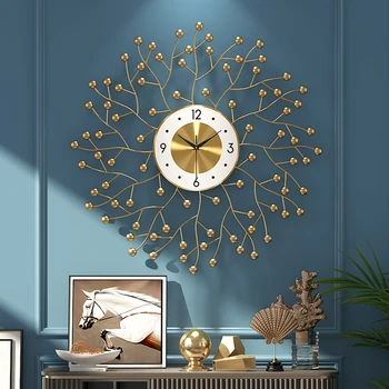 Големи Луксозни Стенни Часовници Просто Изкуство Кварцов Творчески Безшумни Златни Стенни Часовници Метални Reloj De Pared Moderno Декорация на Дома, ZP50WC