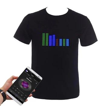 Директна доставка Bluetooth Програмируеми led тениска Dj Led Тениска Вградена Батерия движещ се Текст Анимация Съобщение Матричен Дисплей