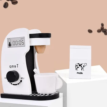 Дървена Имитативната Tea Играчка Ролева Игра Кухня За Приготвяне На Кафе Машина Набор От Детски Образователни Играчки