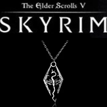 Играта Elder Scrolls Skyrim Колие с Дракон За Мъже Животно Skyrim The Mistories Колие Метална Верижка Аксесоари Колиета