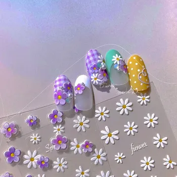 Най-новият нов занаятчийски перлено бял 3D-5D на сладки цветя франжипани стикери за нокти японски етикети 5d стикери за декорация на нокти