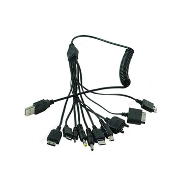 Нов Многофункционален Кабел за Зарядно устройство 10 в 1 Универсални кабели Micro Mini USB с множество Конектори Кабел За Зарядно устройство Пружина на Линия Сухожилие