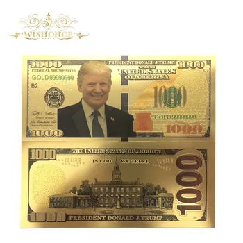 Нови продукти За 10 бр./лот Доларови Банкноти в САЩ Банкноти Тръмп 1000 долара Златни Банкноти като валута за сметки Подаръци Безплатна доставка