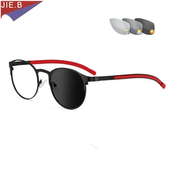 Ретро Дизайн Открит Слънчеви Очила За Четене С Обесцвечиванием Женски Мъжки Спортни Метални Кръгли Очила За Далекогледство 0 +25 +50 +75 До +600