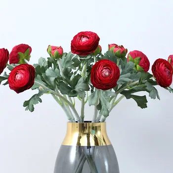 Скандинавските Луксозни Флокированные рози, божур Изкуствени Цветя от коприна флорес изкуствени Цветя за падането на Коледните сватбена украса